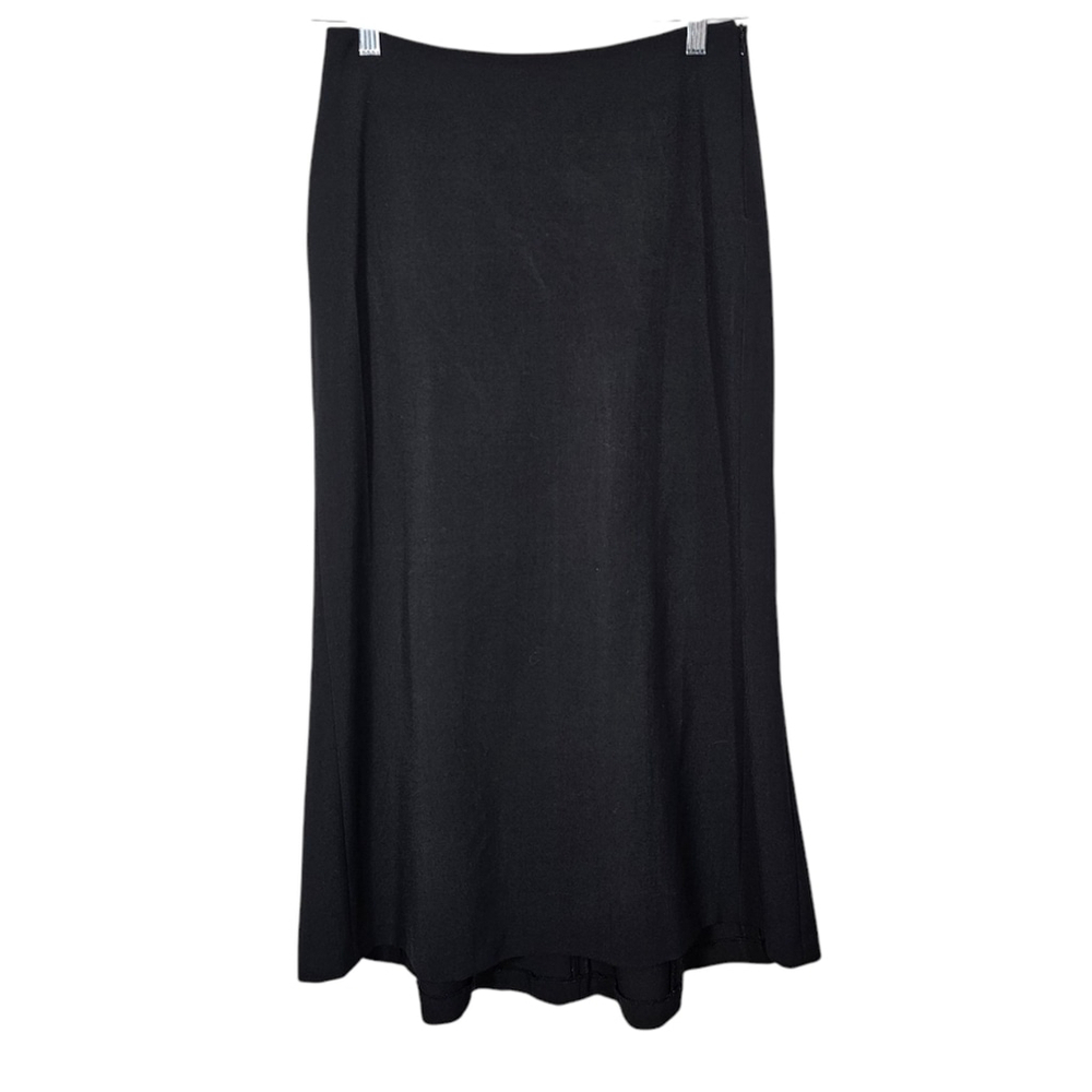 Marc Aurel Black Midi A-Line Skirt Hi-Lo Size 38 (M).